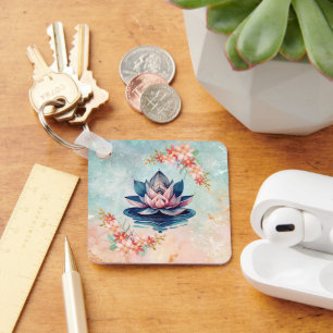 Decorative Purity, Delicate Botanical Art Key Ring