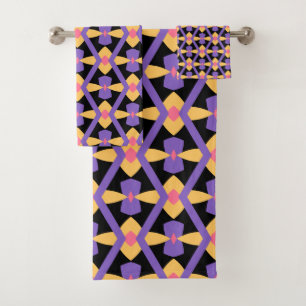 Decorative Purple and Yellow Bath Towel Set