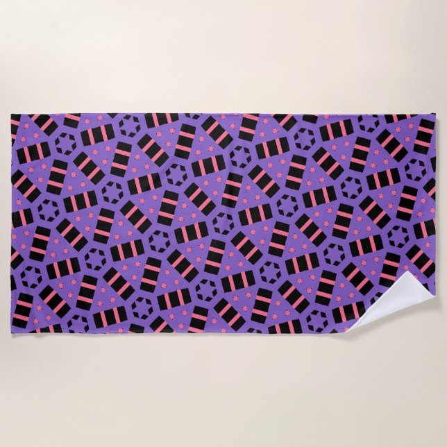 Decorative Purple Beach Towel (Front)