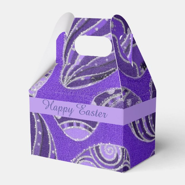 Decorative Purple Easter Eggs Gable Favour Box (Front Side)
