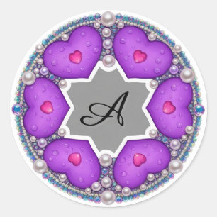 Decorative Purple Heart Ring Frame Classic Round Sticker
