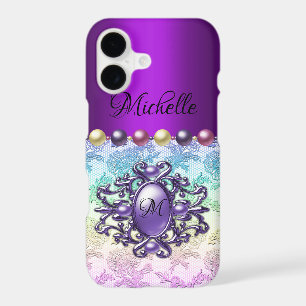Decorative Purple Jewel and Rainbow Lace