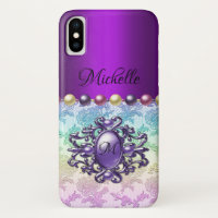 Decorative Purple Jewel and Rainbow Lace