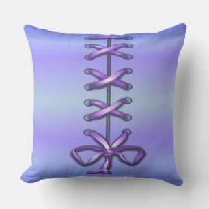 Decorative Purple Ribbon Laced Throw Pillow