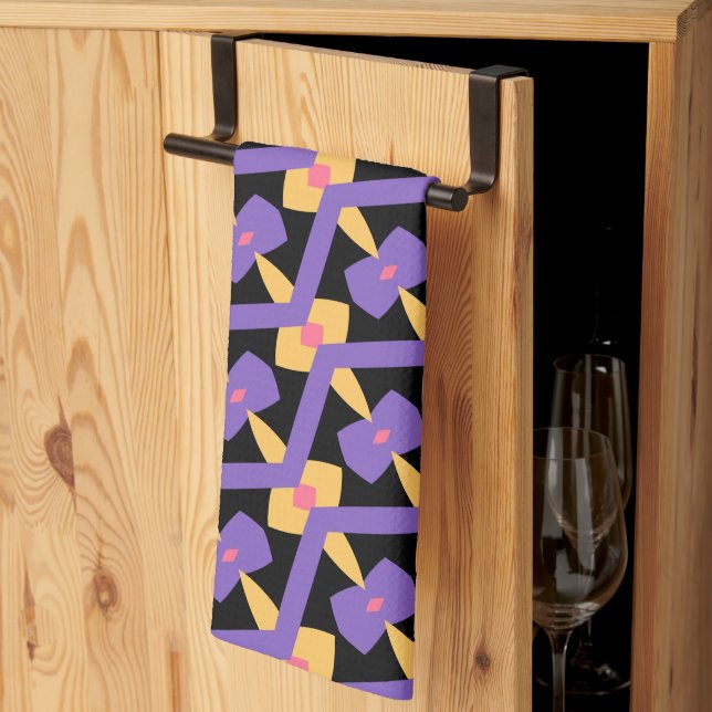 Decorative Purple Tea Towel (Thirds Fold)