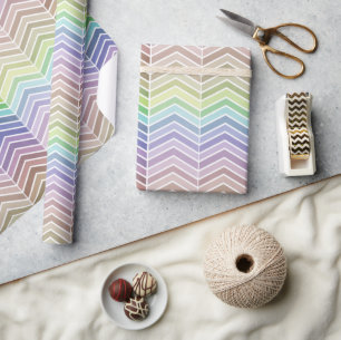 Decorative Rainbow and Textured Chevron Pattern Wrapping Paper