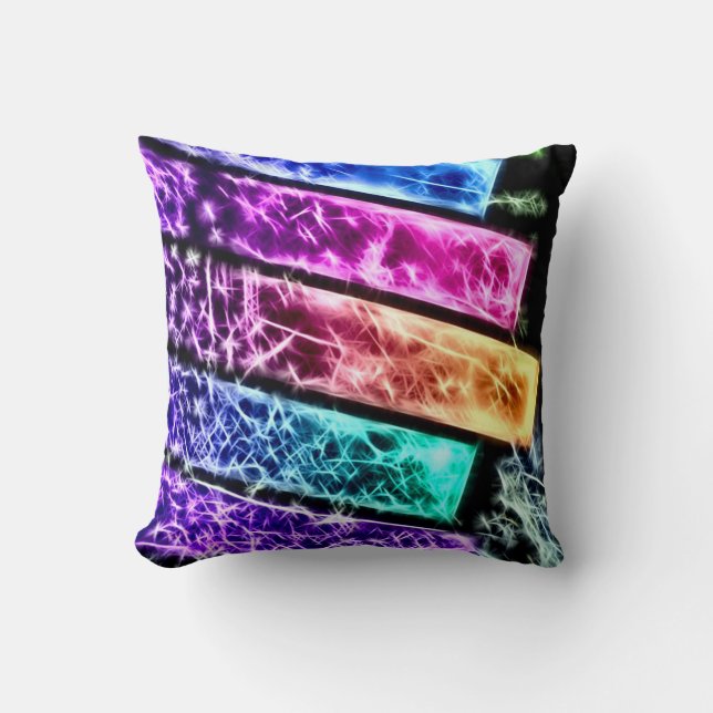 Decorative Rainbow Keys Fractal Plush Throw Pillow (Front)