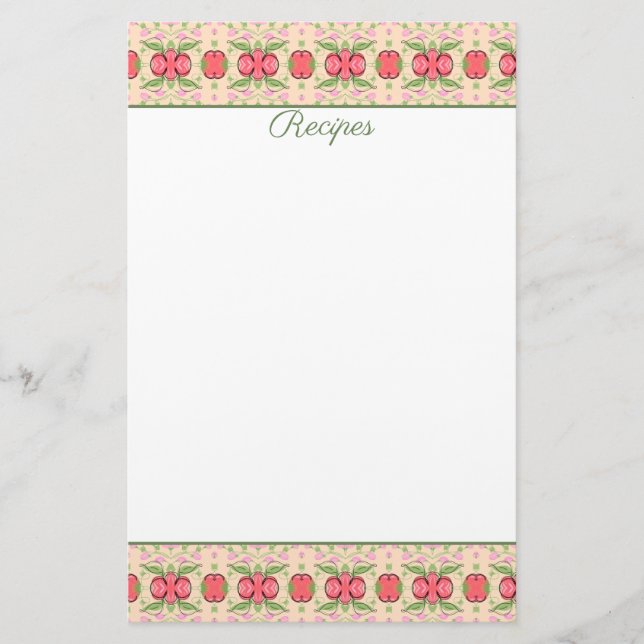 Decorative Recipes Sheet Stationery (Front)