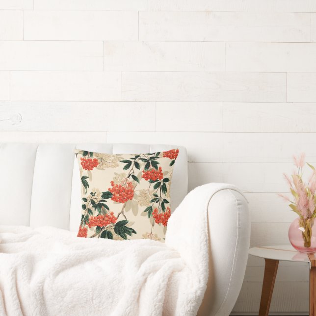 Decorative red and white berries design cushion (Couch)