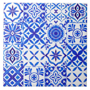 Decorative Red Azulejo Tile Patchwork Pattern