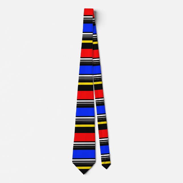 Decorative Red Blue Black Stripes  Tie (Front)