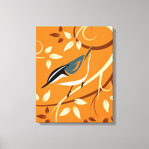 Decorative Red Brasted Nuthatch Canvas Print