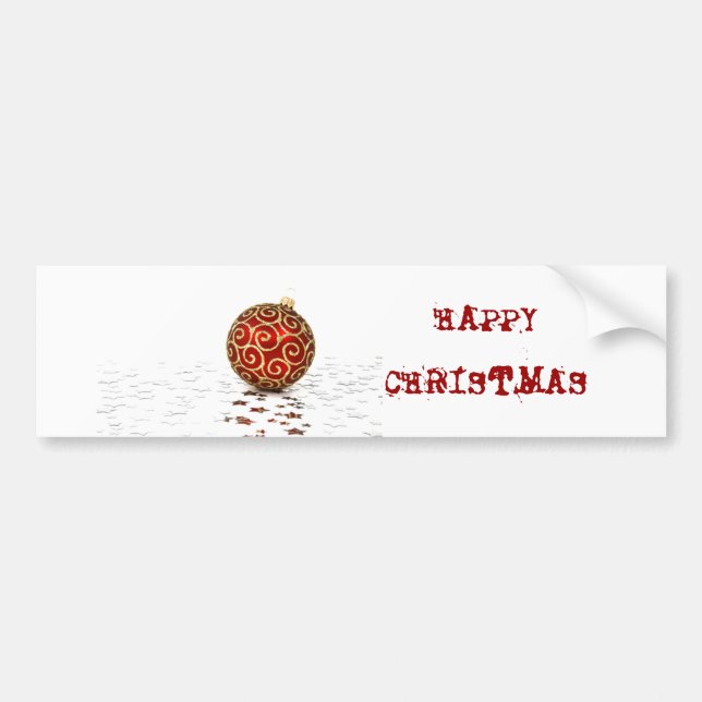 Decorative Red Christmas Balls Bumper Sticker (Front)