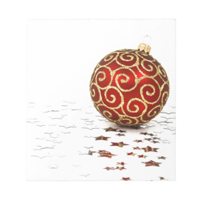 Decorative Red Christmas Balls Notepad (Front)
