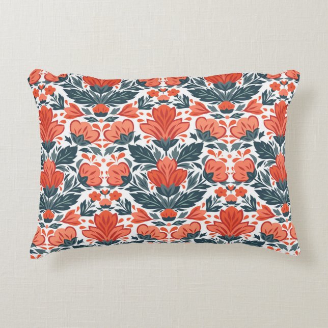 Decorative red flowers cushion (Front)