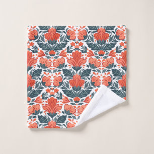 Decorative red flowers wash cloth