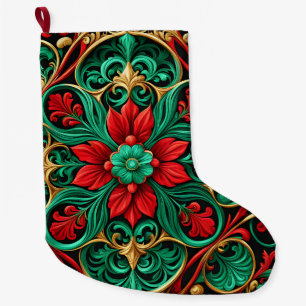 Decorative Red Green Christmas Holiday Stocking