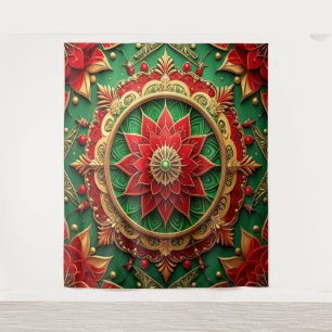 Decorative Red Green Holiday Backdrop Tapestry