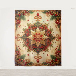Decorative Red Green Holiday Backdrop Tapestry