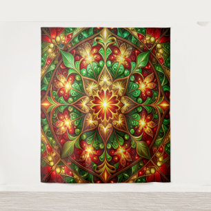 Decorative Red Green Holiday Backdrop Tapestry