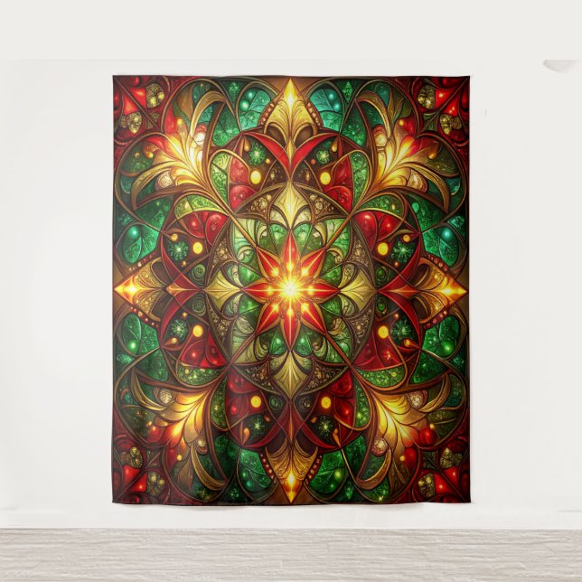Decorative Red Green Holiday Backdrop Tapestry (Front)