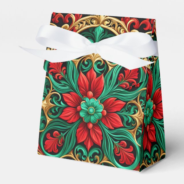 Decorative Red Green Holiday Gift Box (Front Side)
