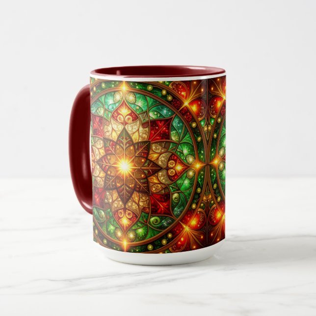 Decorative Red Green Holiday Mug (Front Left)