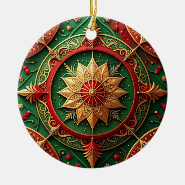 Decorative Red Green Holiday Ornament (Front)