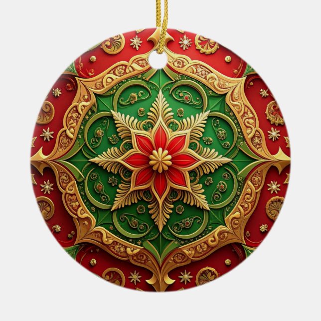 Decorative Red Green Holiday Ornament (Front)