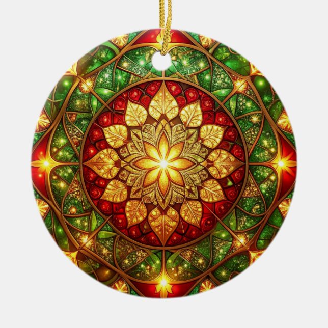 Decorative Red Green Holiday Ornament (Front)