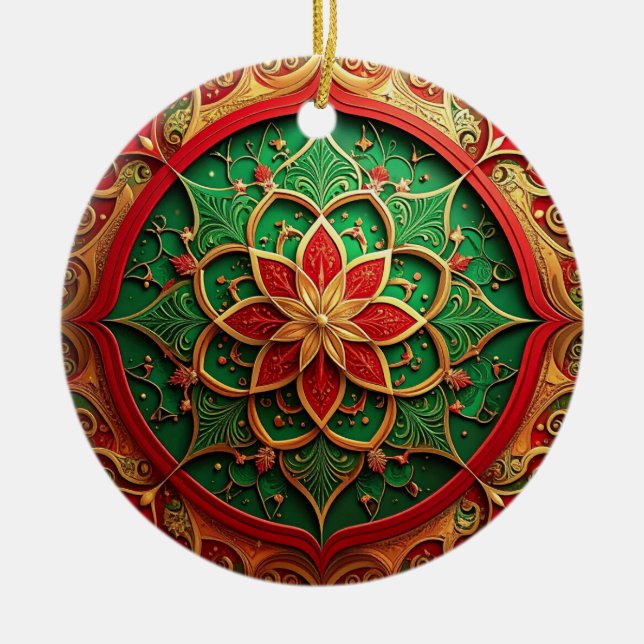 Decorative Red Green Holiday Ornament (Front)