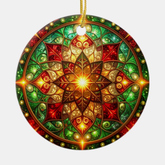 Decorative Red Green Holiday Ornament (Front)