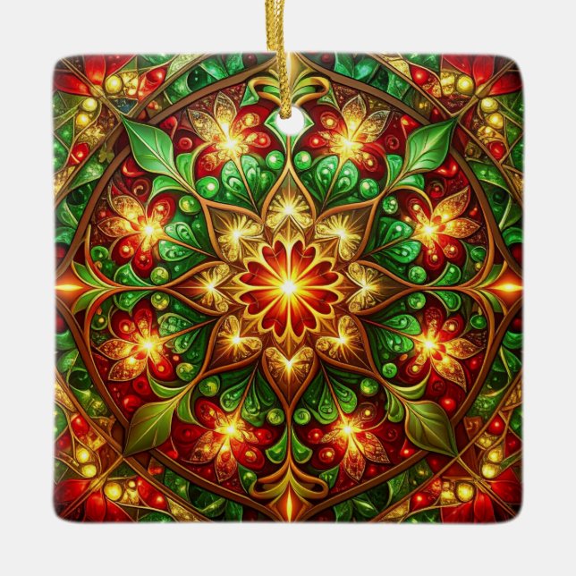 Decorative Red Green Holiday Ornament (Front)