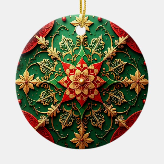Decorative Red Green Holiday Ornament (Front)