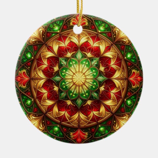Decorative Red Green Holiday Ornament (Front)