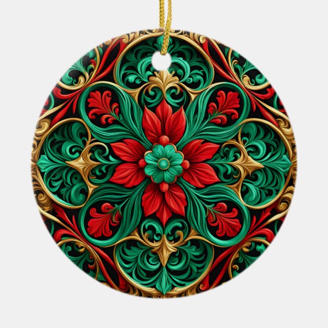 Decorative Red Green Holiday Ornament (Front)