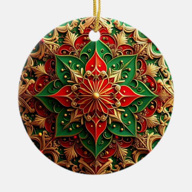 Decorative Red Green Holiday Ornament (Front)