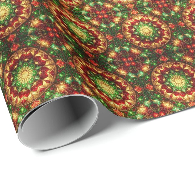 Decorative Red Green Holiday Wrapping Paper (Roll Corner)