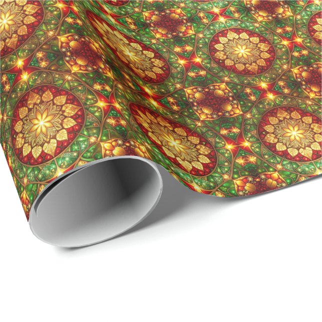 Decorative Red Green Holiday Wrapping Paper (Roll Corner)