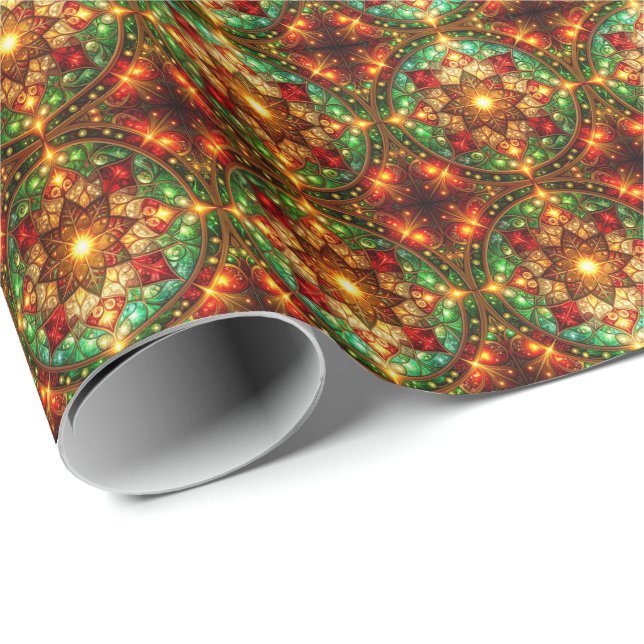 Decorative Red Green Holiday Wrapping Paper (Roll Corner)
