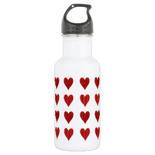 Decorative Red Hearts 532 Ml Water Bottle