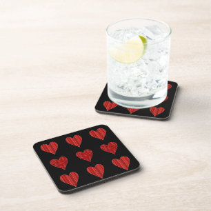 Decorative Red Hearts Coaster