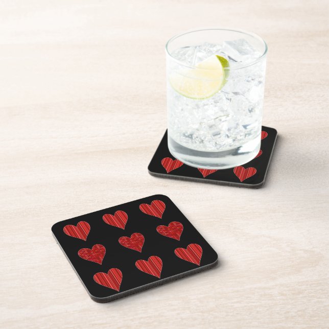 Decorative Red Hearts Coaster (Right Side)