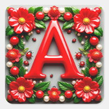 🐞 Decorative Red Letter A Ladybug Poppy Pearl