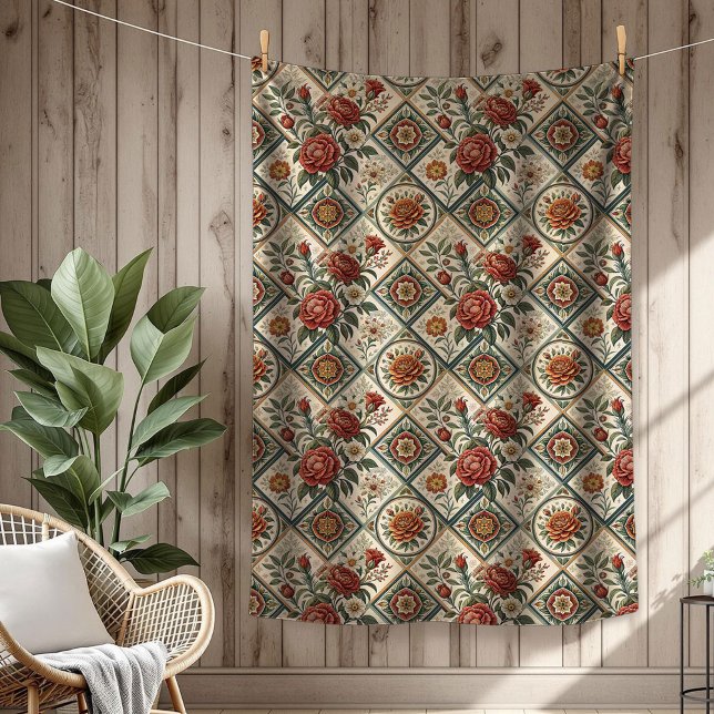 Decorative Red Roses Tile Blanket Warm Touch (Decorative Red Roses Tile Blanket Warm Touch)