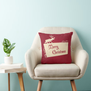 Decorative Red & White Christmas Tree Cushion