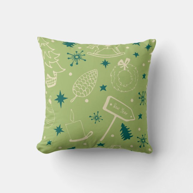 Decorative Red & White Christmas Tree  Cushion (Front)