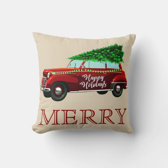 Decorative Red & White Merry Christmas Cushion (Front)