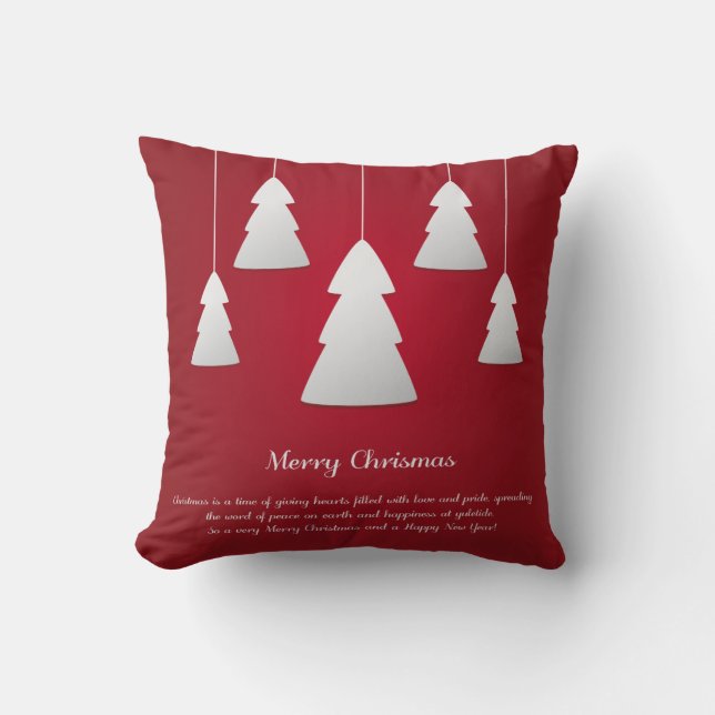 Decorative Red & White Merry Christmas Cushion (Front)