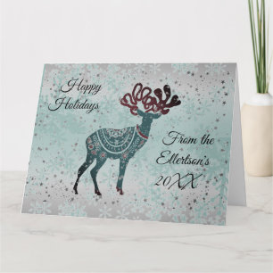 Decorative Reindeer Christmas Personalised Card